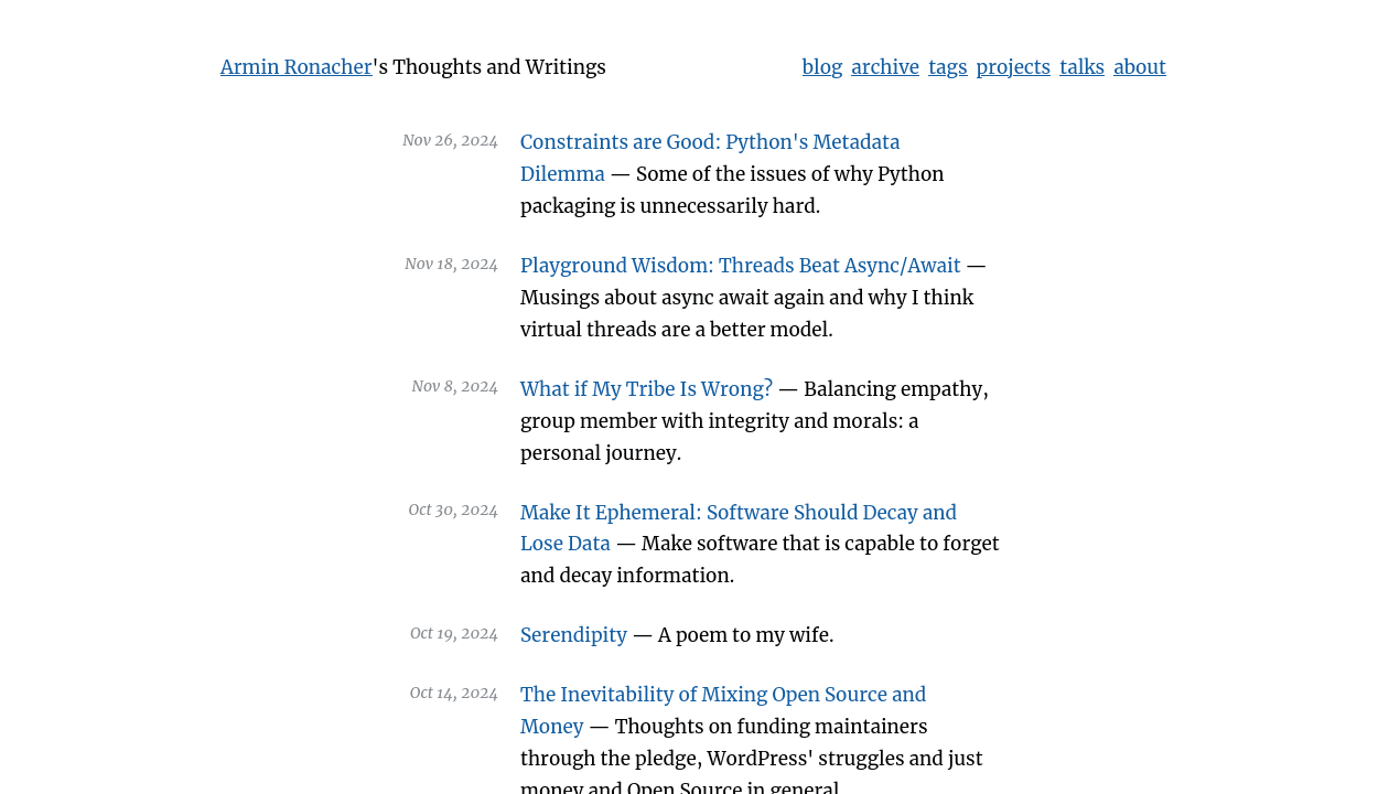 Armin Ronacher's Thoughts and Writings