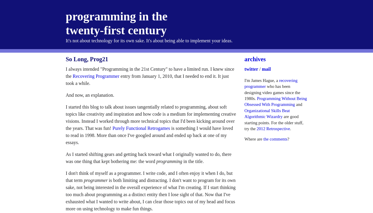 Programming in the 21st Century