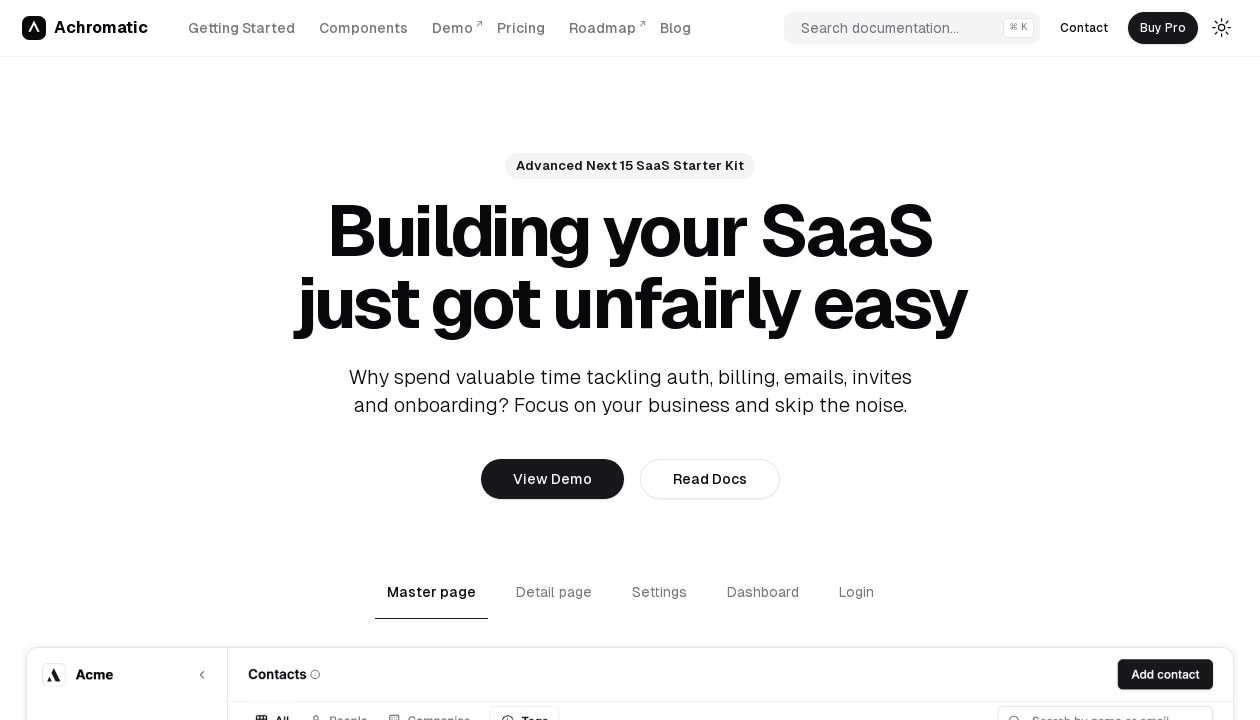 shadcn/pro SaaS starter kit