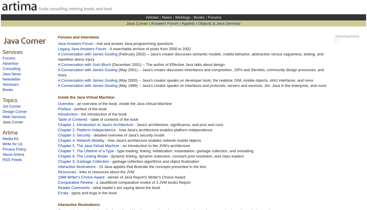 Java Corner at Artima.com | Must Know Resources for Developers by ...