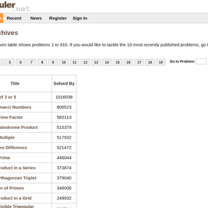 Archived Problems - Project Euler