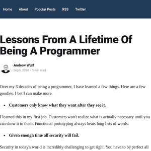 Lessons From A Lifetime Of Being A Programmer