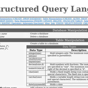 SQL (Structured Query Language) in one page : SQL.SU